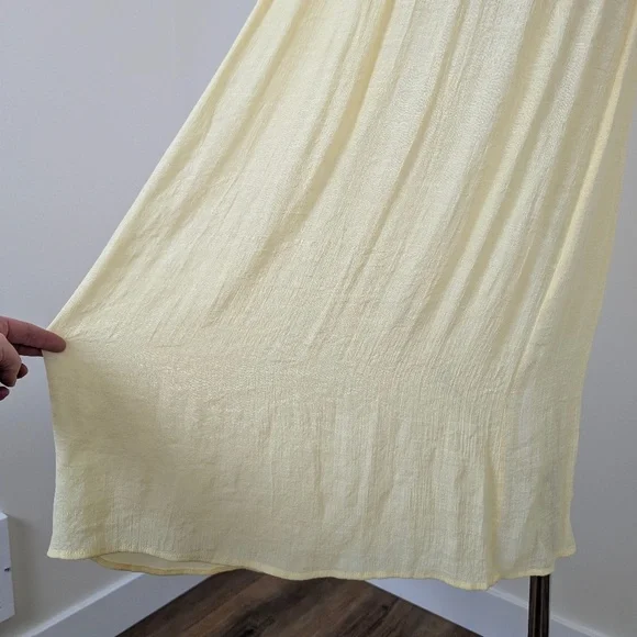 Vintage Butter Yellow Maxi Cardigan Front Ties Sheer Crochet Floor Length - Picture 8 of 10